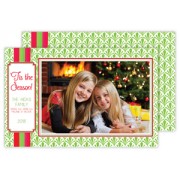 Christmas Photo Cards, Lime Pattern w/ Rugby, Roseanne Beck